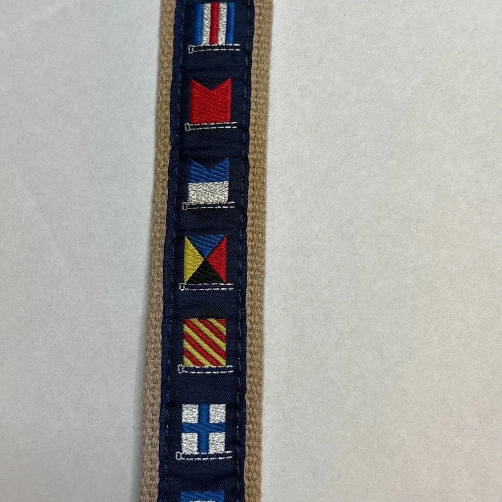 Leather Man Ltd Nautical Signal Flags Canvas Leather Belt Essex CT Men Size 26‎
